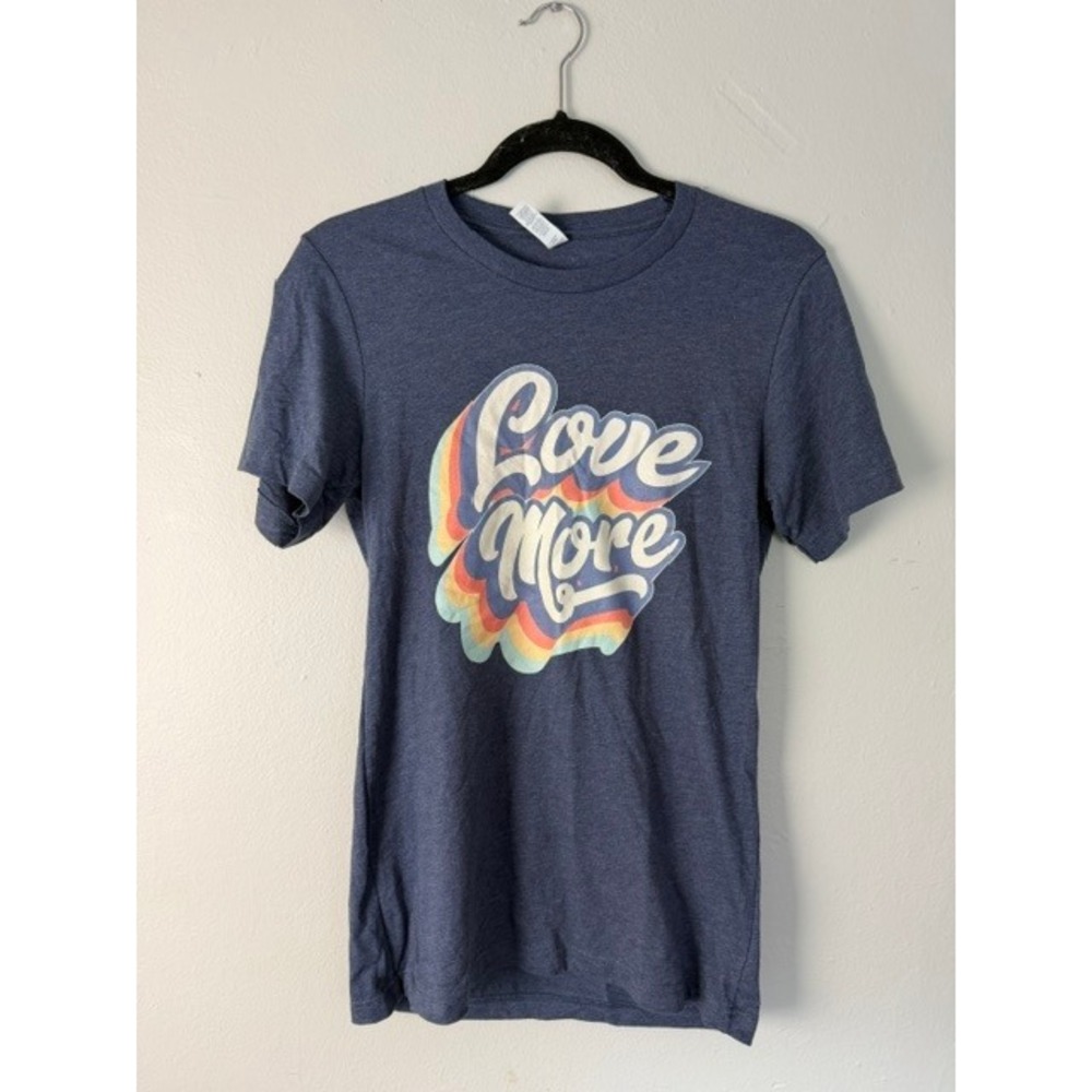 Canvas Bella + Canvas Love More Graphic Tee Heather Navy Blue Small